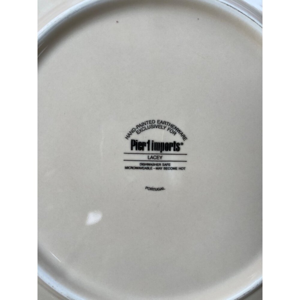 4 Pier 1 Imports Lacey Floral C Earthenware Dinner Plate 10.5” w/ Crazing - Picture 6 of 7